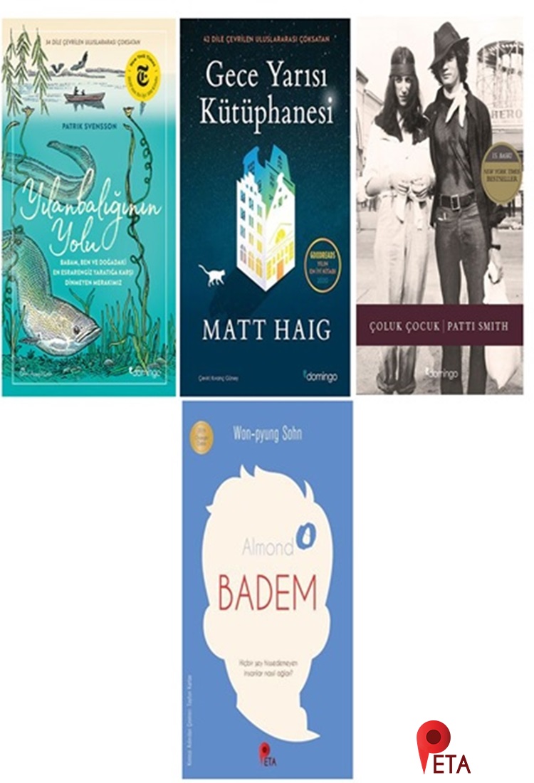 Ödüllü Kitaplar Seti (4 Kitap) - Gece Yarısı Kütüphanesi - Yılanbalığının Yolu - Çoluk Çocuk - Badem