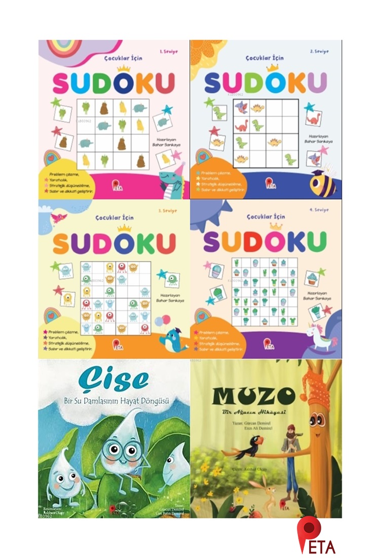 Çocuklar İçin Sudoku 1.2.3.4. Seviye (Muzo ve Çise Hikaye Kitapları Hediye)